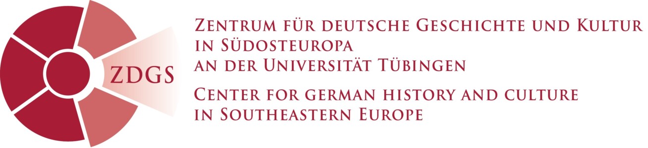 rotes Logo, des Zentrums für Deutsche Geschichte und Kultur in Südosteuropa an der Universität Tübingen (in deutscher und in englischer Sprache)