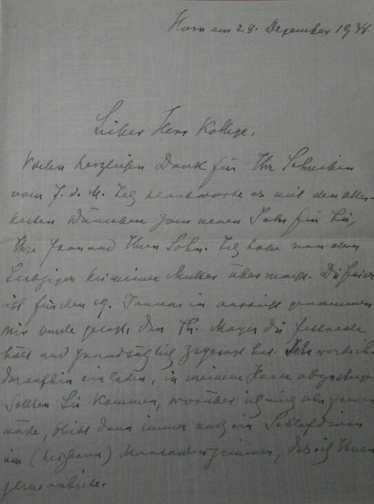 Foto eines Briefes von Pfitzner