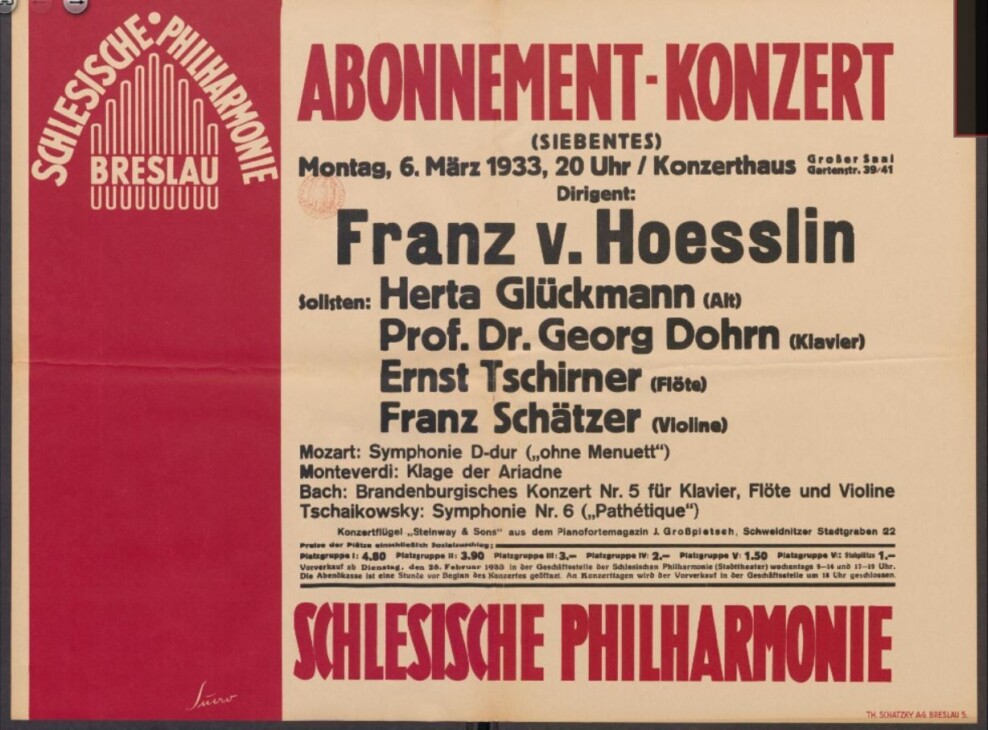 Konzerthaus Breslau 1933 UB Wroclaw digital Hertha Glueckmann