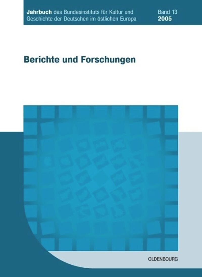 blau-weißes Cover, auf dem eine abstraktes blaues Bild zu sehen ist und in blauer Schrift "Berichte und Forschungen" geschrieben steht.