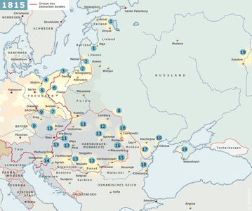 Karte, die das östliche Europa im Jahr 1815 zeigt