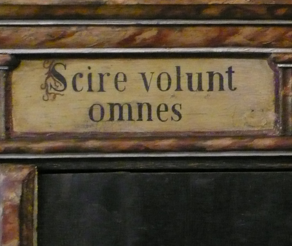 Schriftzug scire volunt omnes