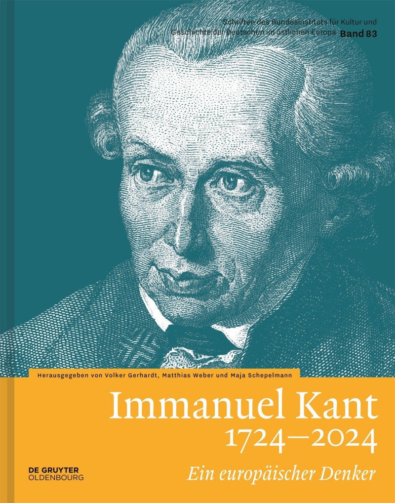 Cover, auf dem ein großes Bild von Immanuel Kant und der Titel des Buches in weiß, auf gelbem Hintergrund zu sehen sind.